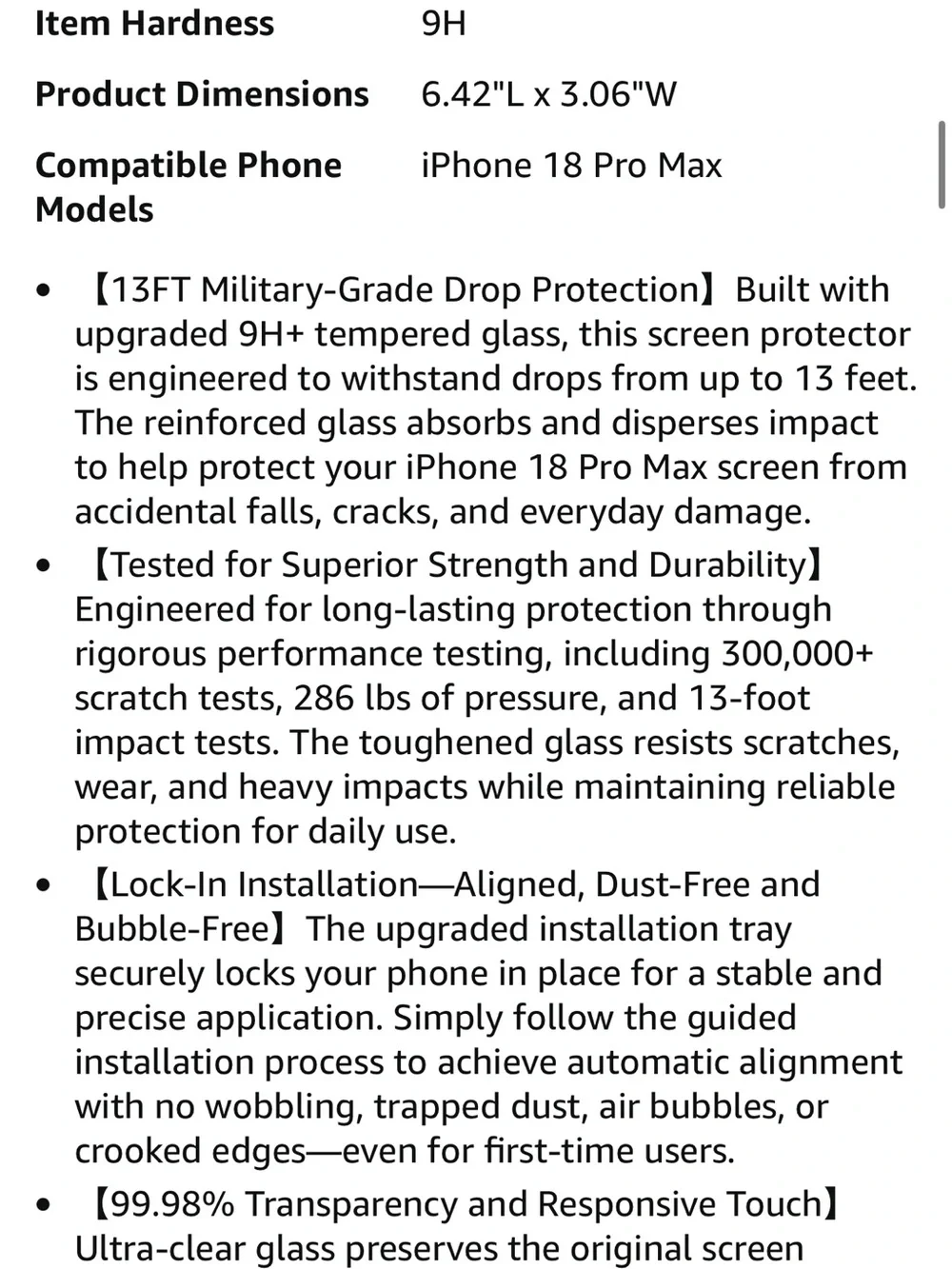 iPhone 18 pro max screen protector